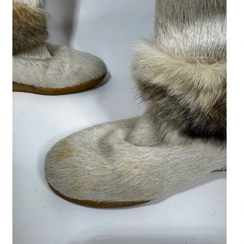Tecnica Vintage Goat Hair Fur Moon Boots Made in Italy Cream IT 38 US 7-7.5